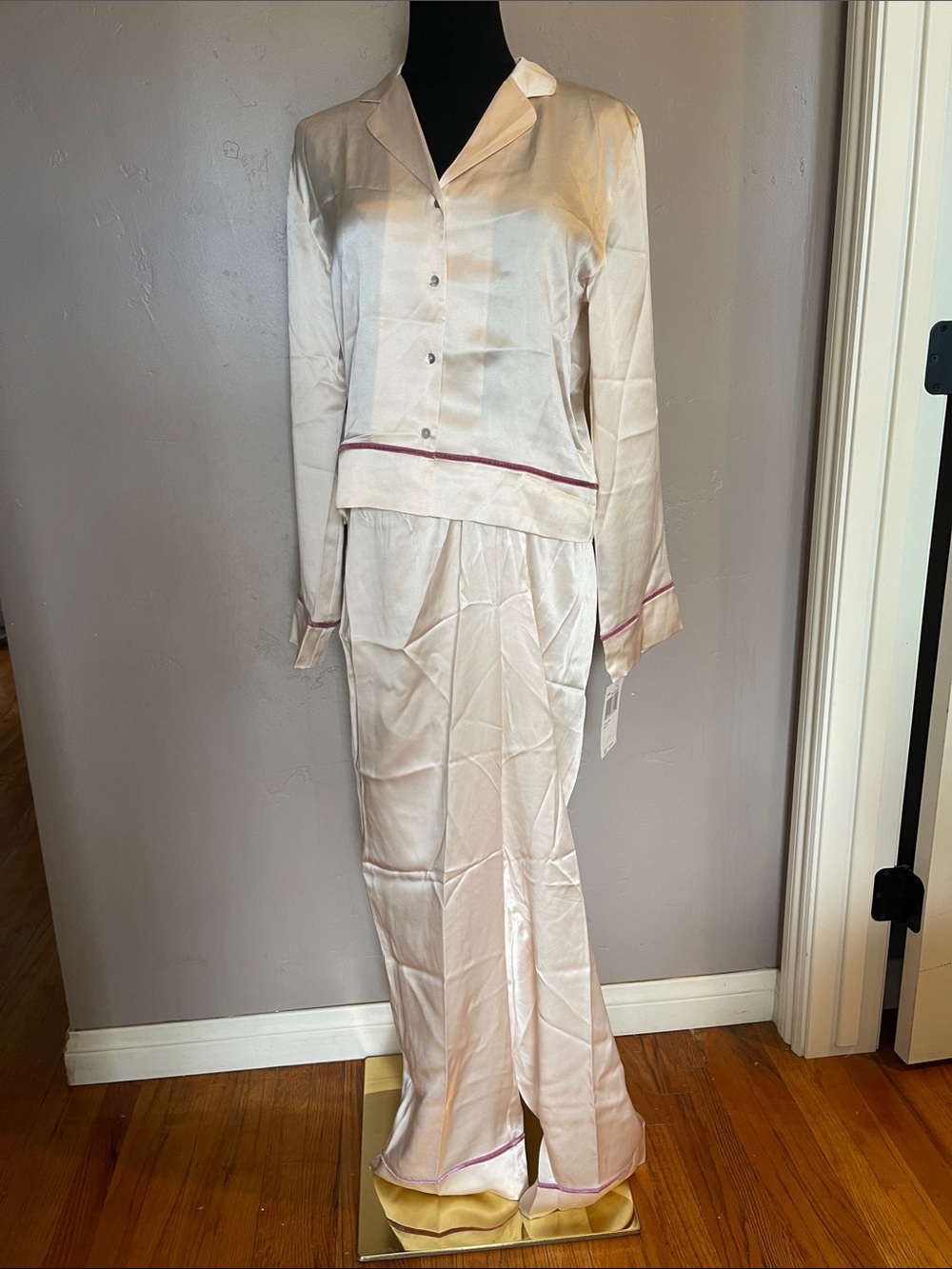 NWT Vintage August Silk Intimates 100% Silk Pajama Pant Set Pink Romance S